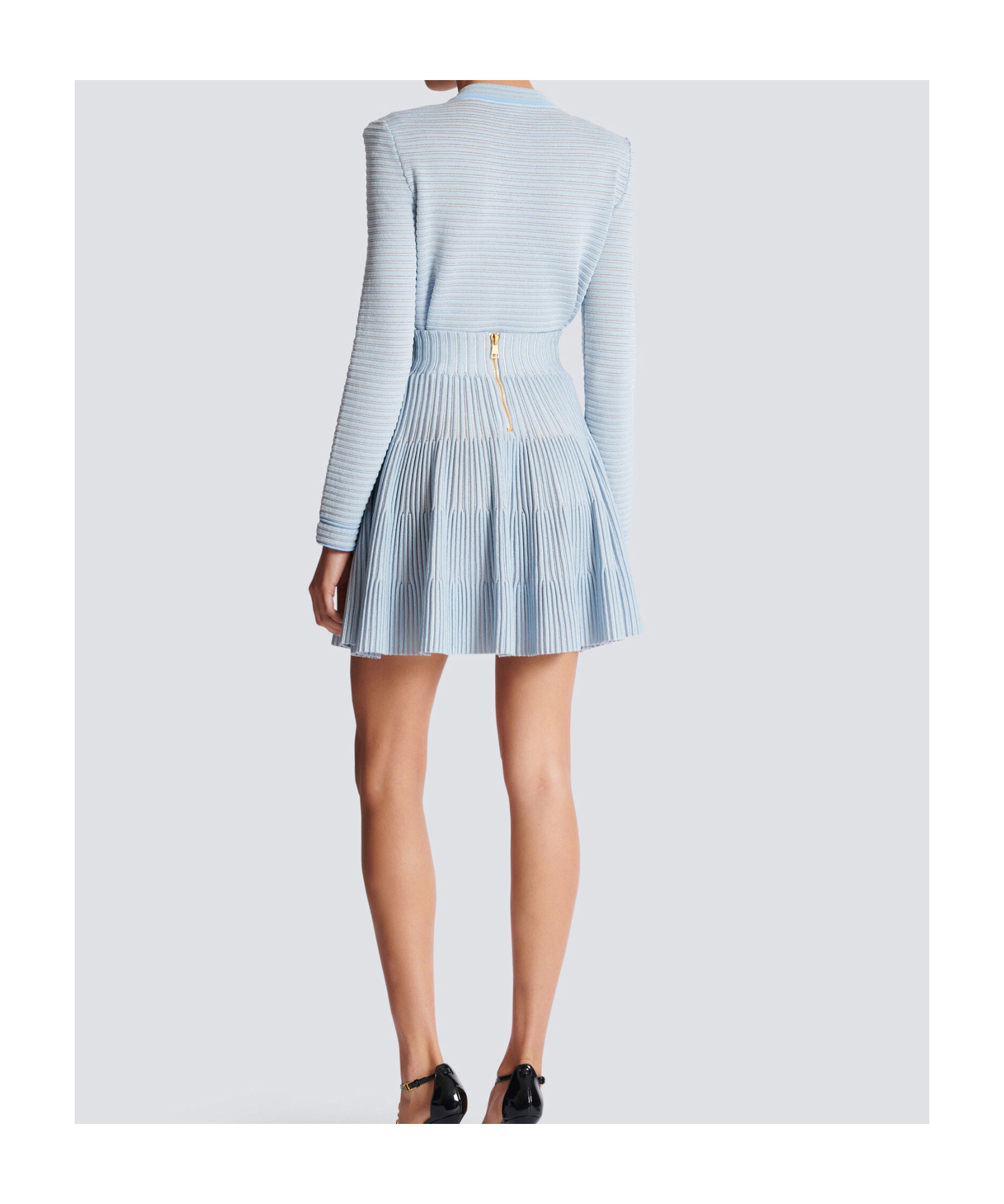 Shop Balmain A-line Textured Knit Skirt