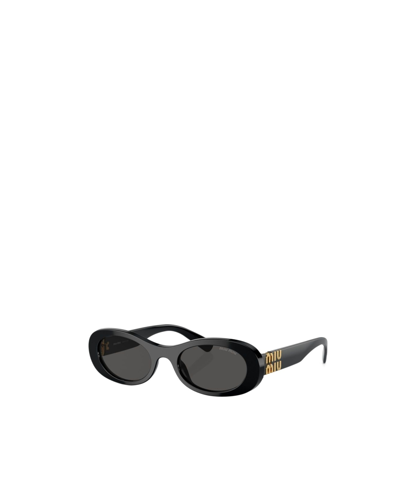 Miu Miu Logo-lettering Oval-frame Sunglasses In Black