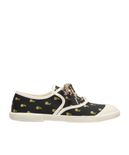 Shop Valentino Bay By Bay Trainers In Papier Floral Fabric In Black