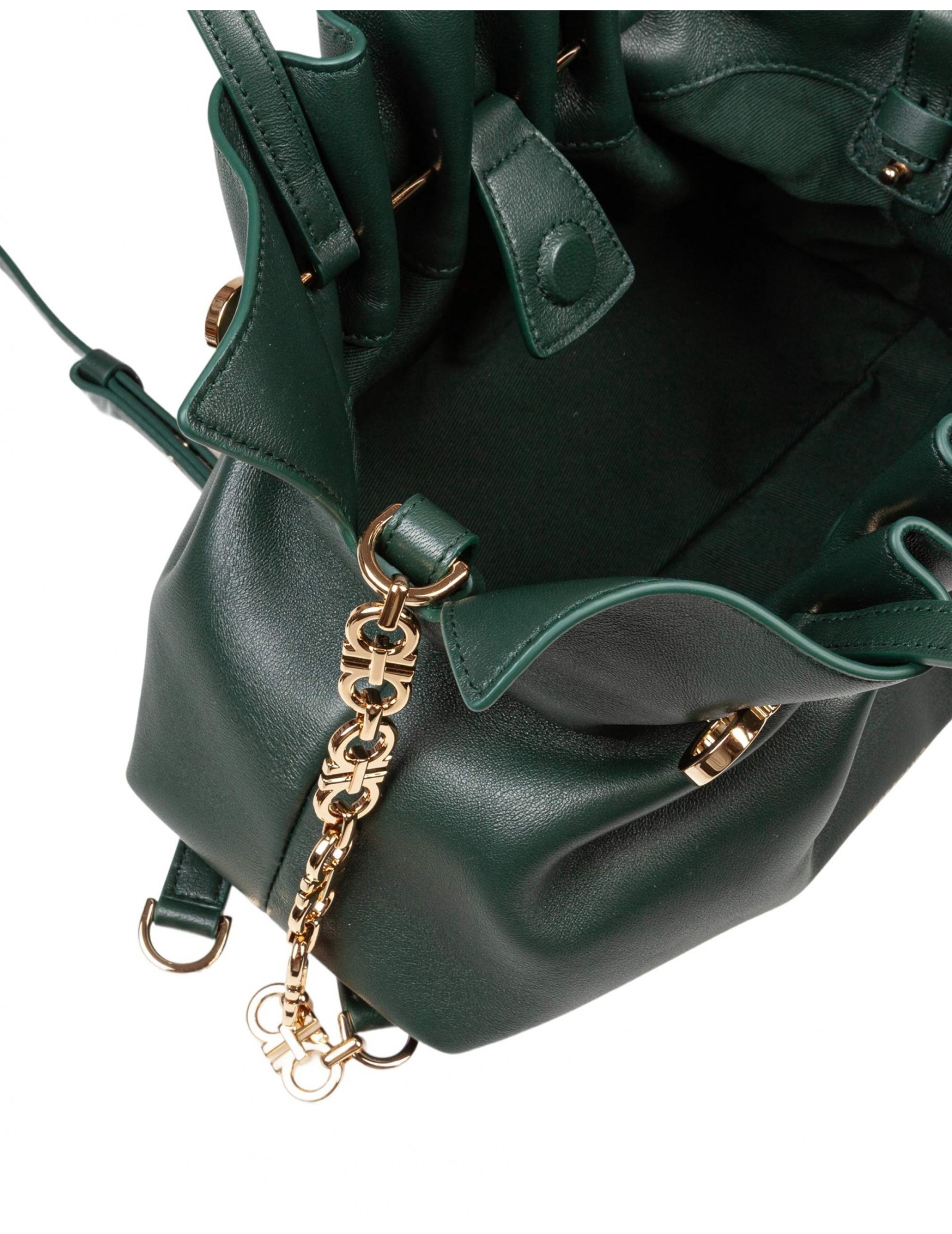 Ferragamo Pleated Handbag In Green
