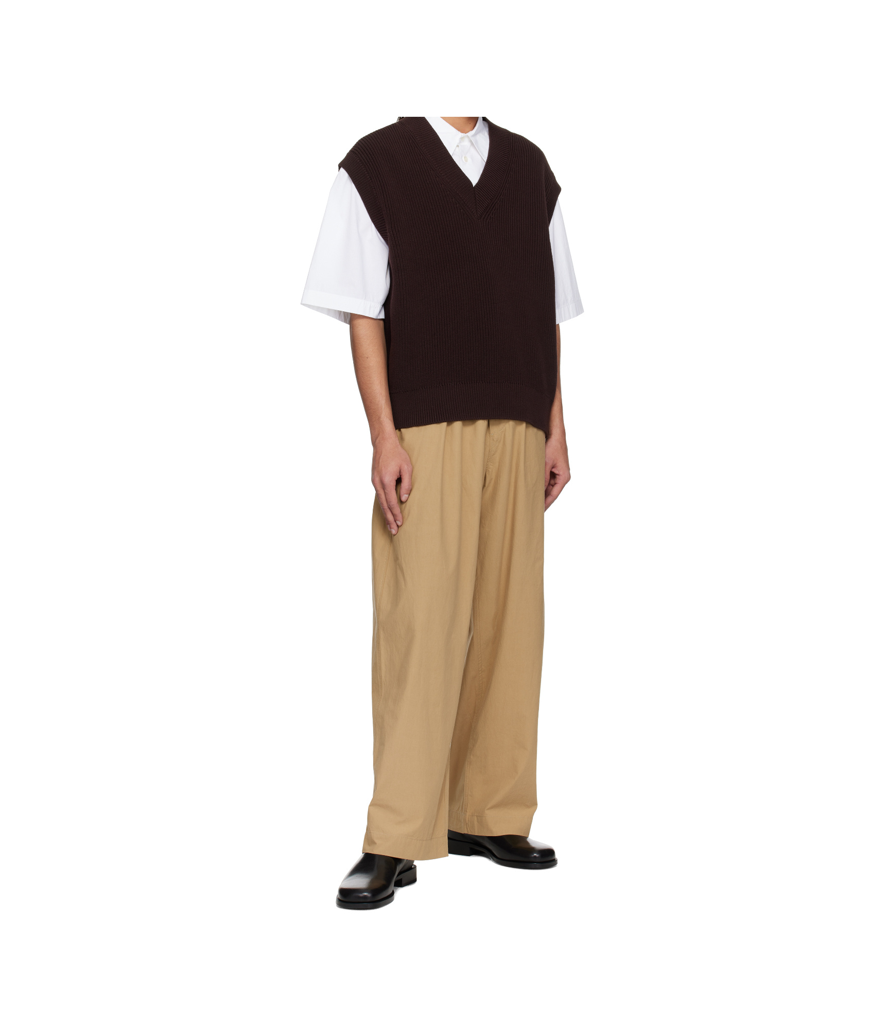 Studio Nicholson Elastic Waist Casual Pants In Sand-colored
