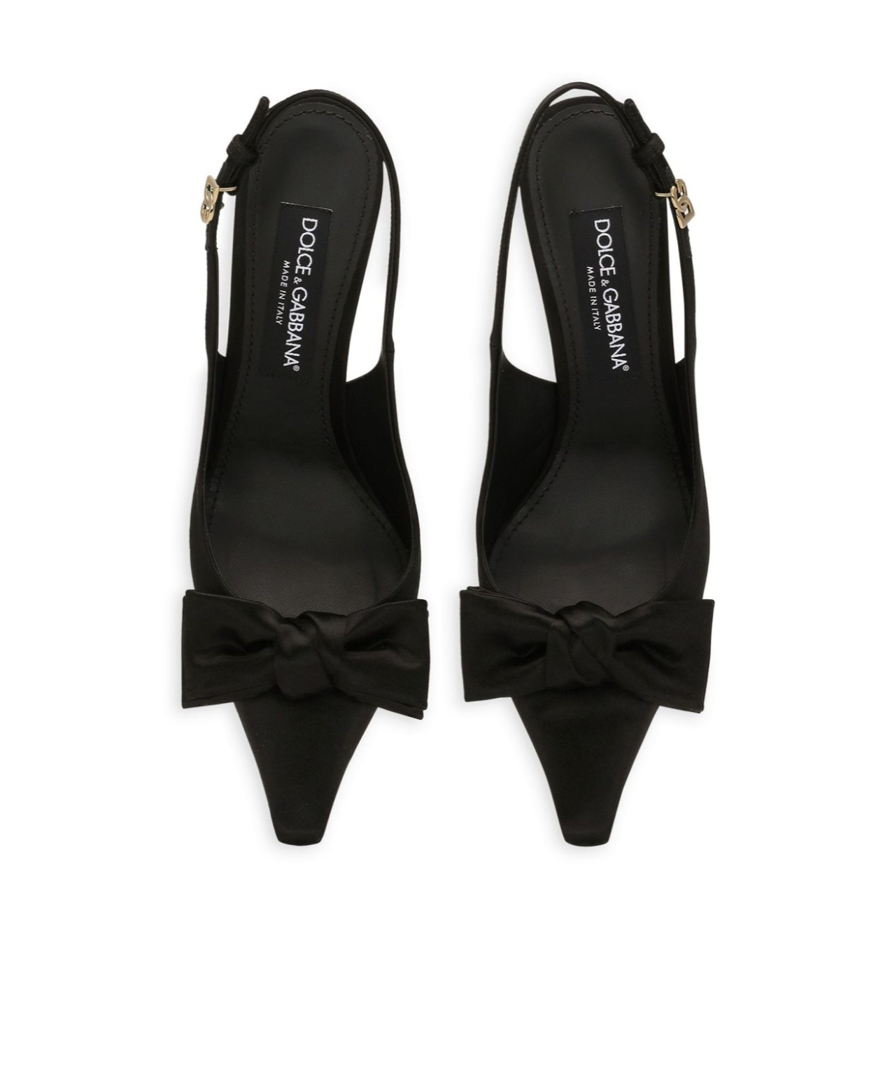 Dolce & Gabbana Mun 105 Satin Slingback Pumps With Bow In Black