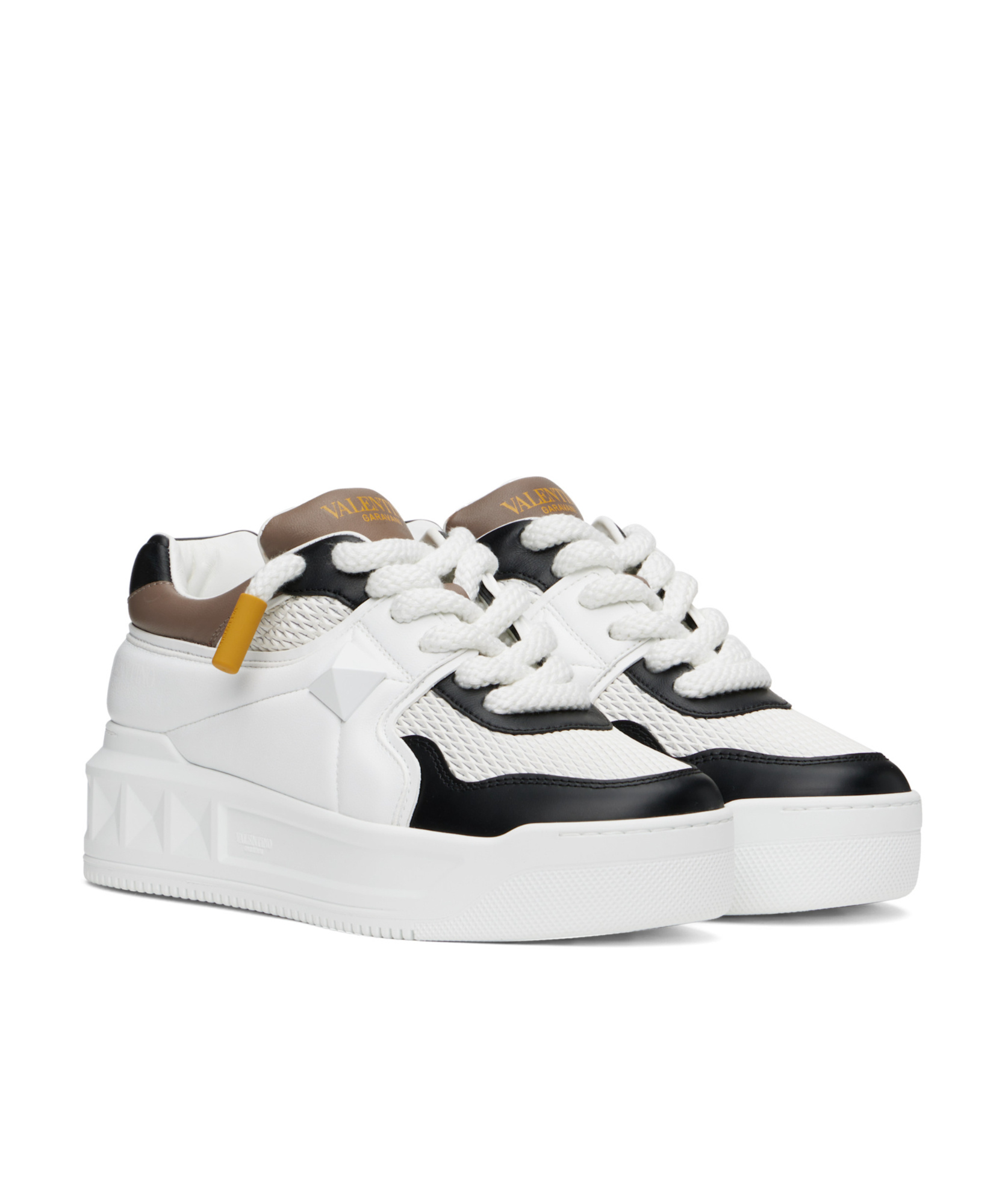 Valentino Stud Xl Low-top Sneakers With Contrasting Panels In White