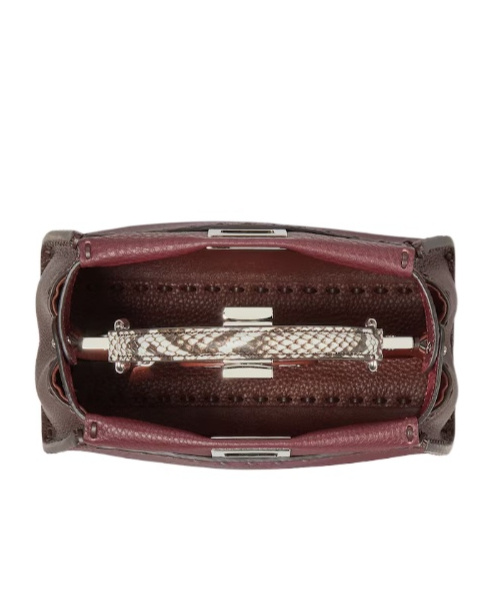 Fendi Women Peekaboo Mini Leather Crossbody Bag In Burgundy
