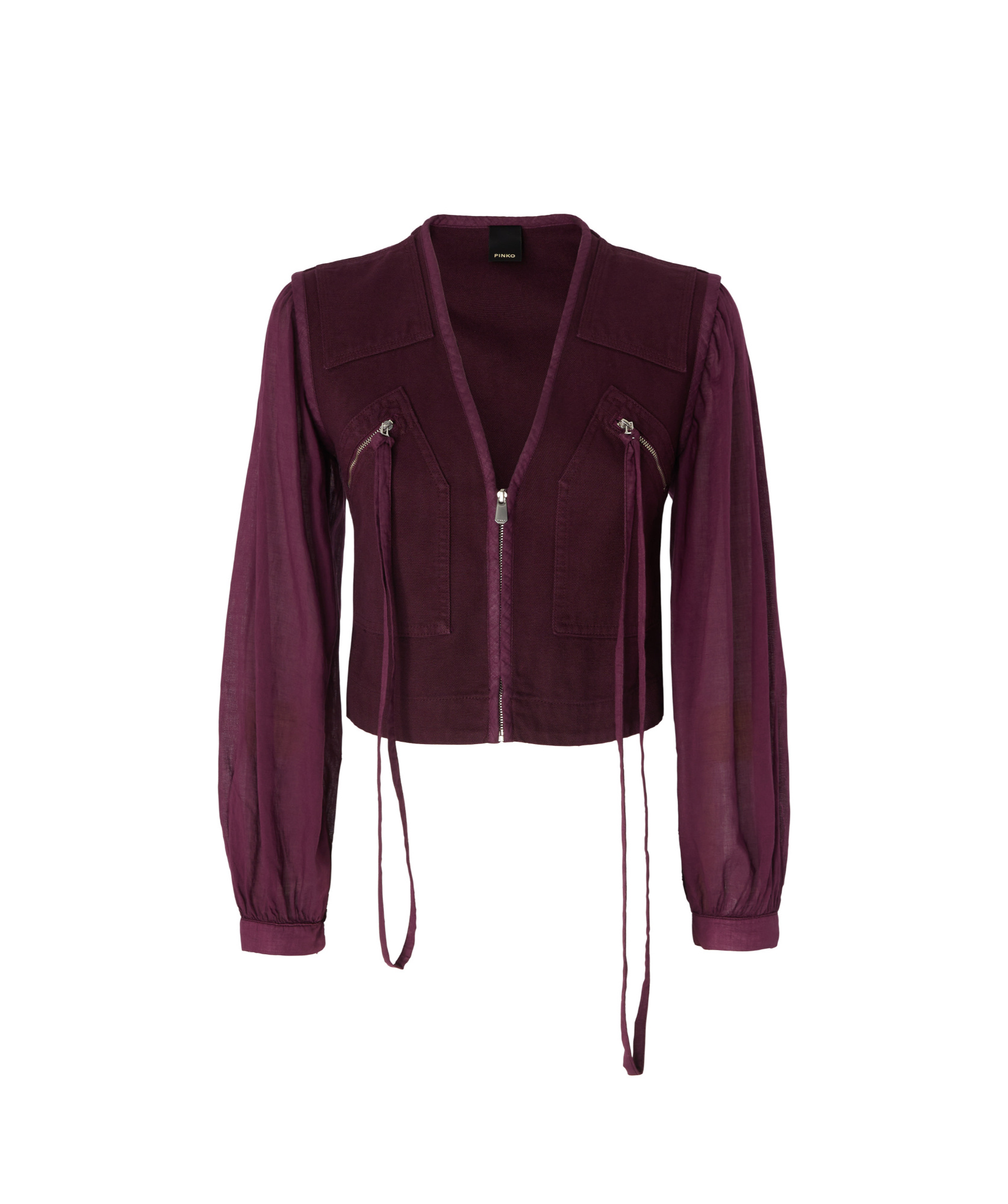 Pinko V-neck Puff-sleeve Top In Red
