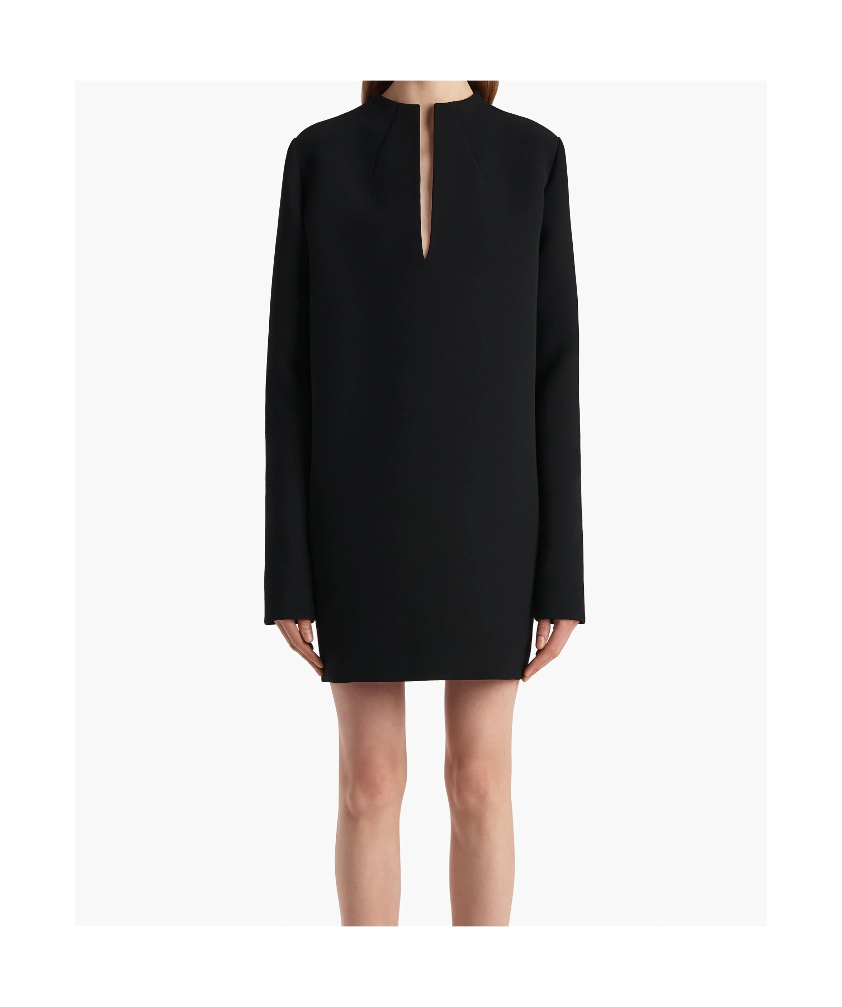 Khaite Long-sleeve Keyhole Mini Dress In Black