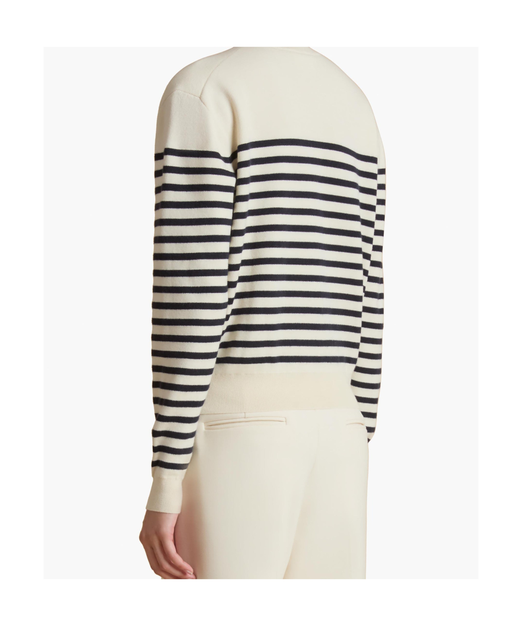 Khaite Striped Pullover In White