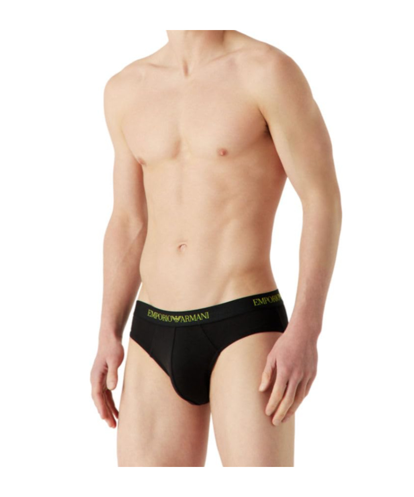 Emporio Armani Elastic Waist Briefs Pants 3-piece Set In Black