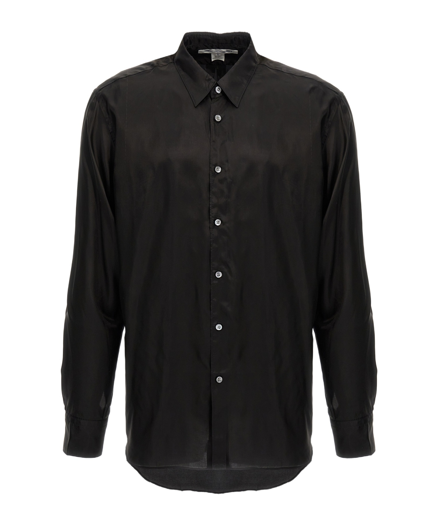 Comme Des Garçons Collared Shirt With Curved Hem And Pocket In Black