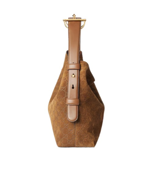 Gucci Medium Gg Suede Beatrix Shoulder Bag In Brown