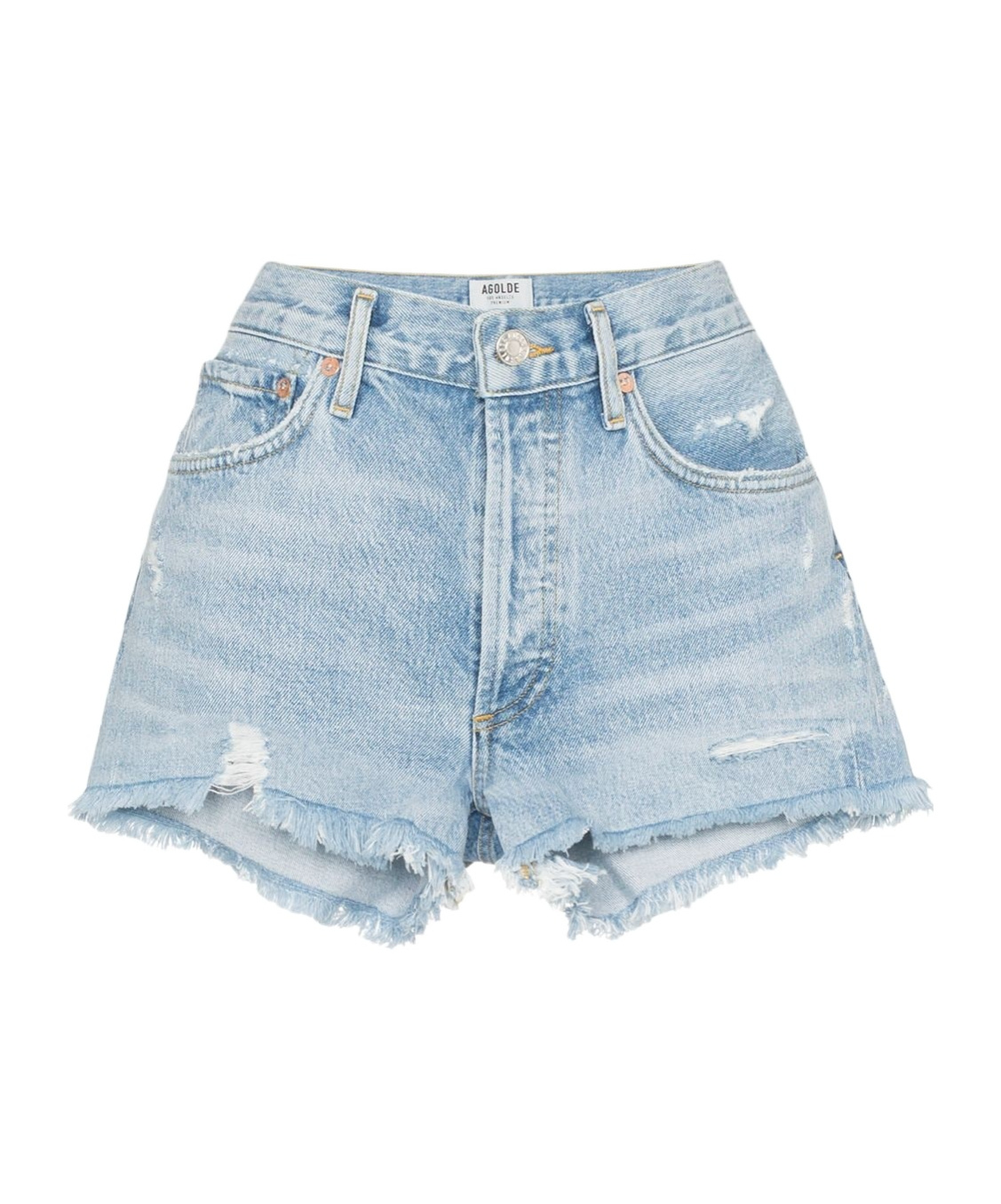 Agolde Distressed Buttoned Denim Shorts