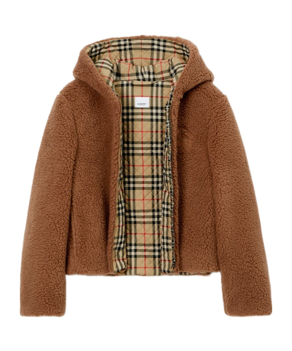 Burberry Logo-embroidered Fleece Jacket In Brown