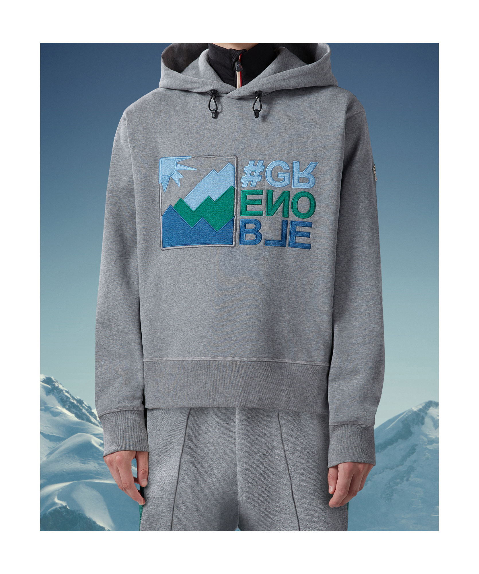 Moncler Men's Logo-printed Hoodie In Gray