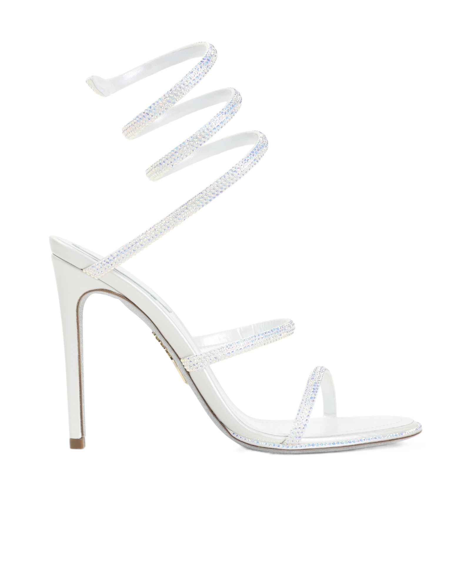 René Caovilla Spiral Strap Open Toe Sandals With Embellishments In White
