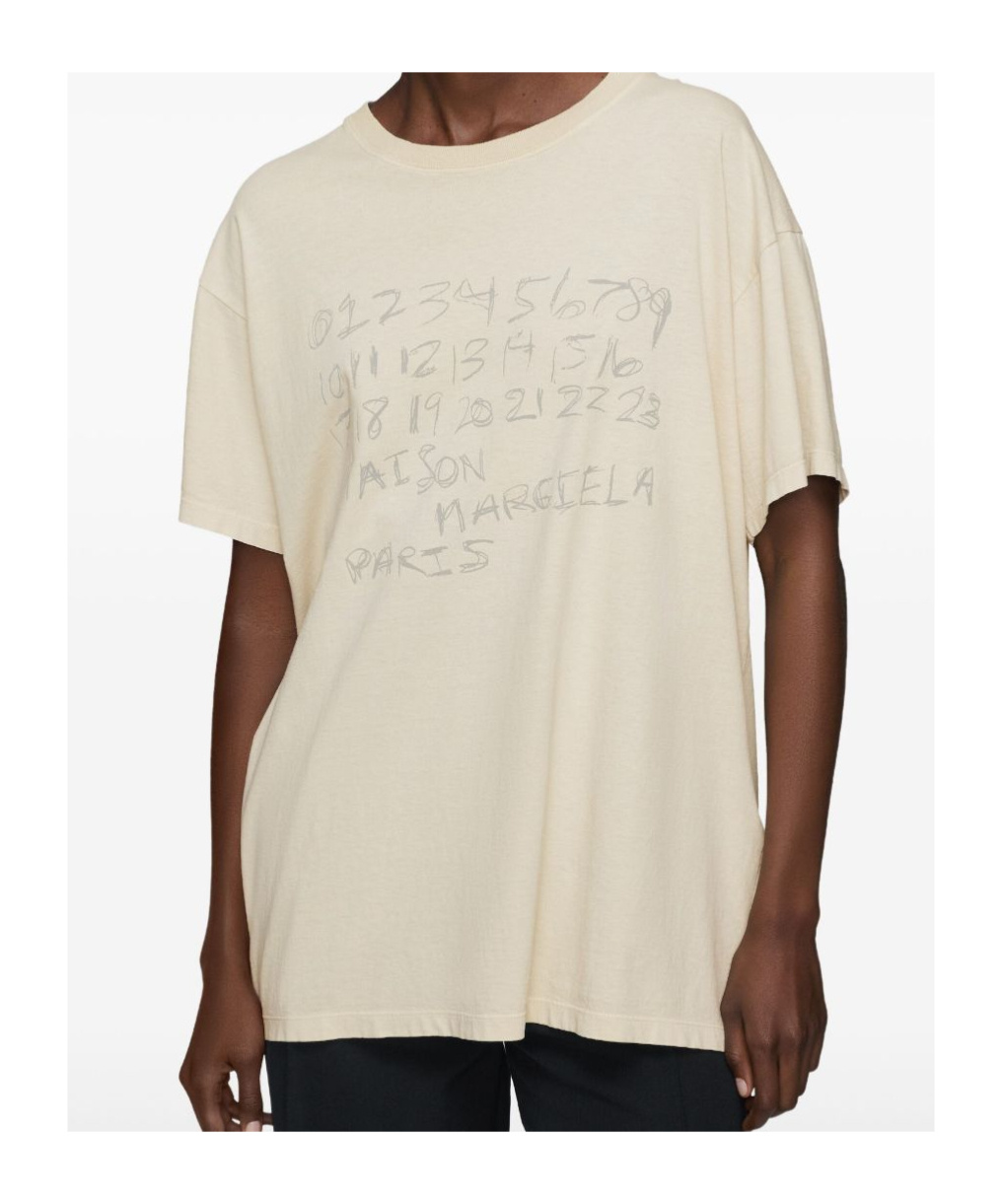 Maison Margiela Numeric Cotton T Shirt Graphic Print In Neutral