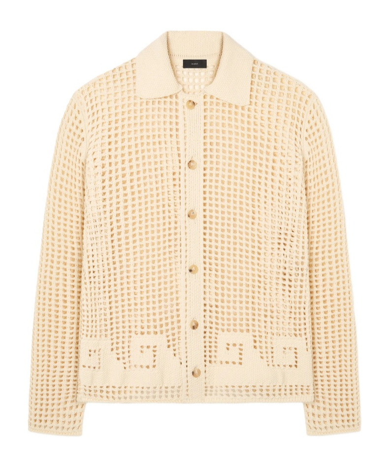 Alanui Where The Wave Begins Openwork Buttoned Shirt In Neutral