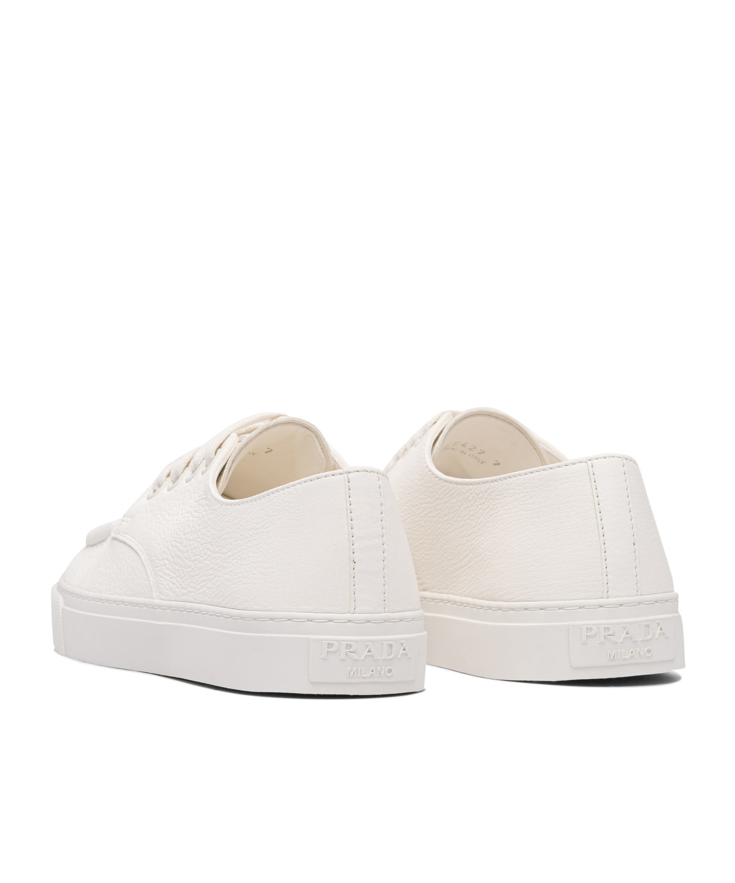 Prada Canvas Sneakers With Round Toe And Rubber Sole In Ivory