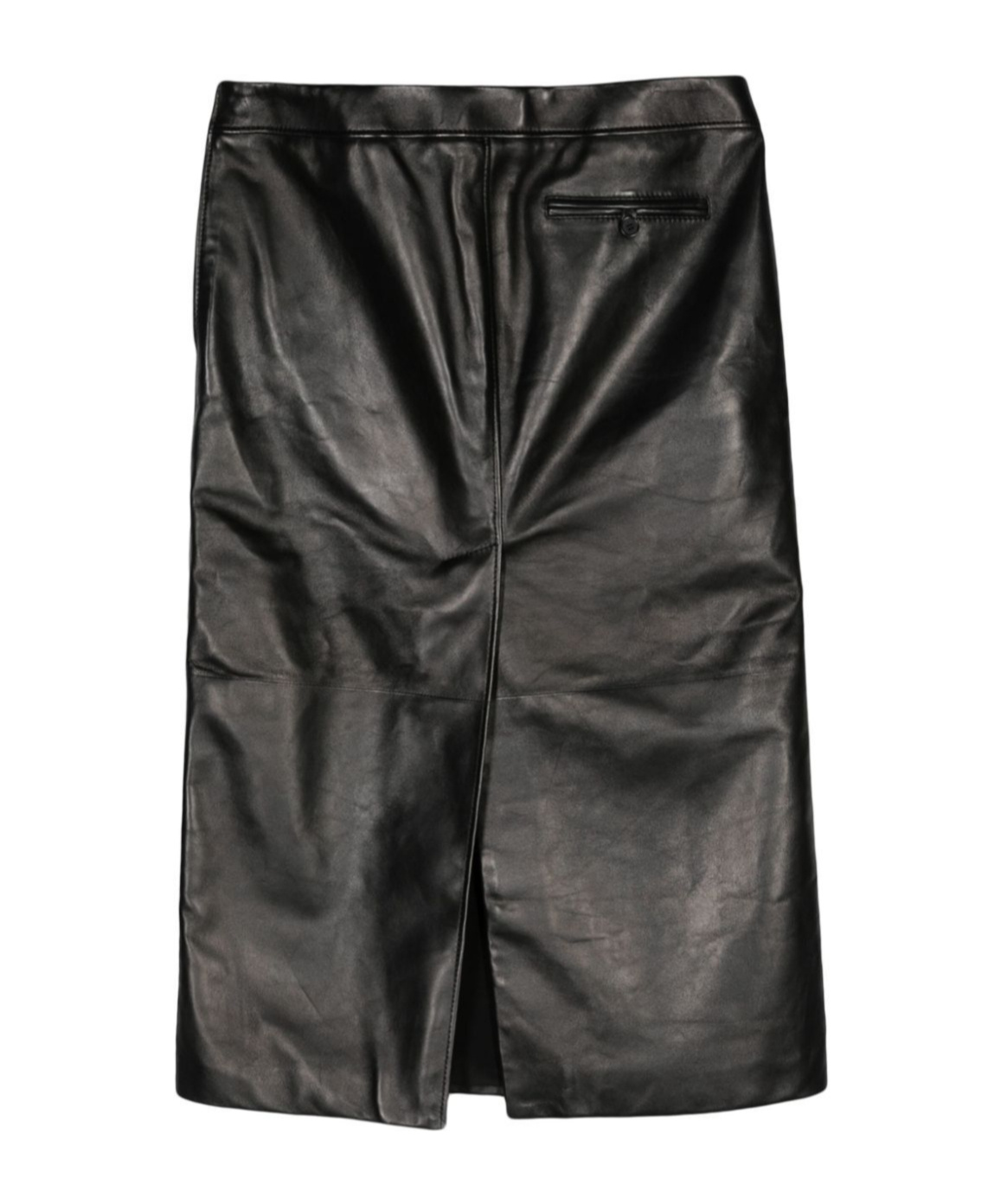 Alexander Mcqueen Low Waist Leather Skirt In Black