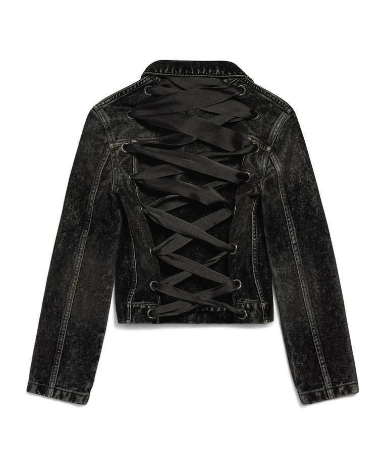 Balenciaga Denim Jacket With Laces In Black