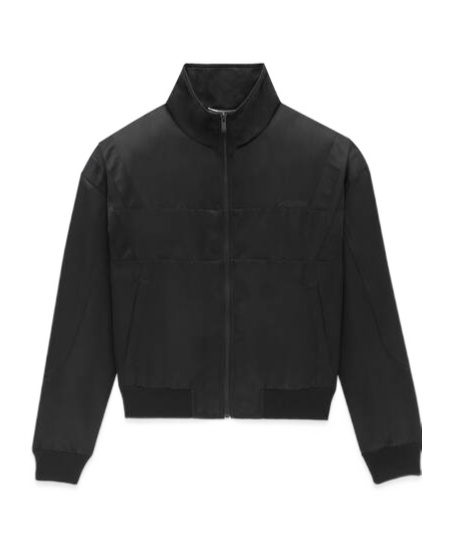 Saint Laurent Logo Satin Bomber Jacket In Black