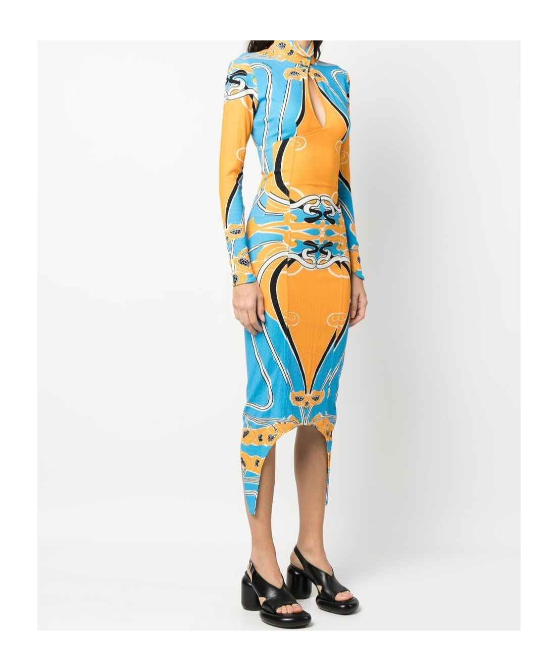 Patou Bold Print Cut-out Midi Dress In Yellow