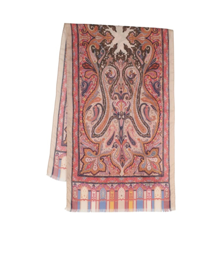 Etro Cashmere And Silk Blend Scarf Pink In Brown