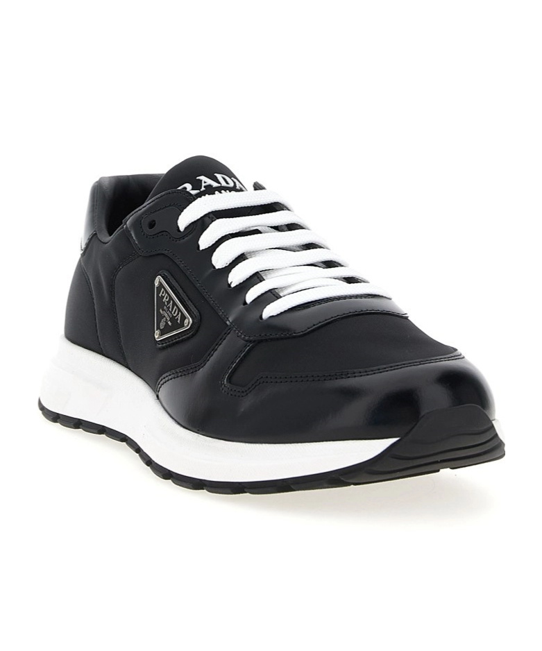 Prada Low-top Sneakers With Contrasting White Sole In White