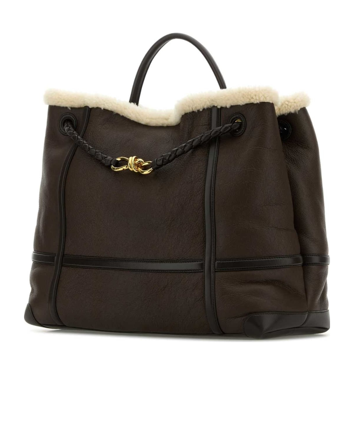 Bottega Veneta Women Brown Leather Large Andiamo Handbag In Black