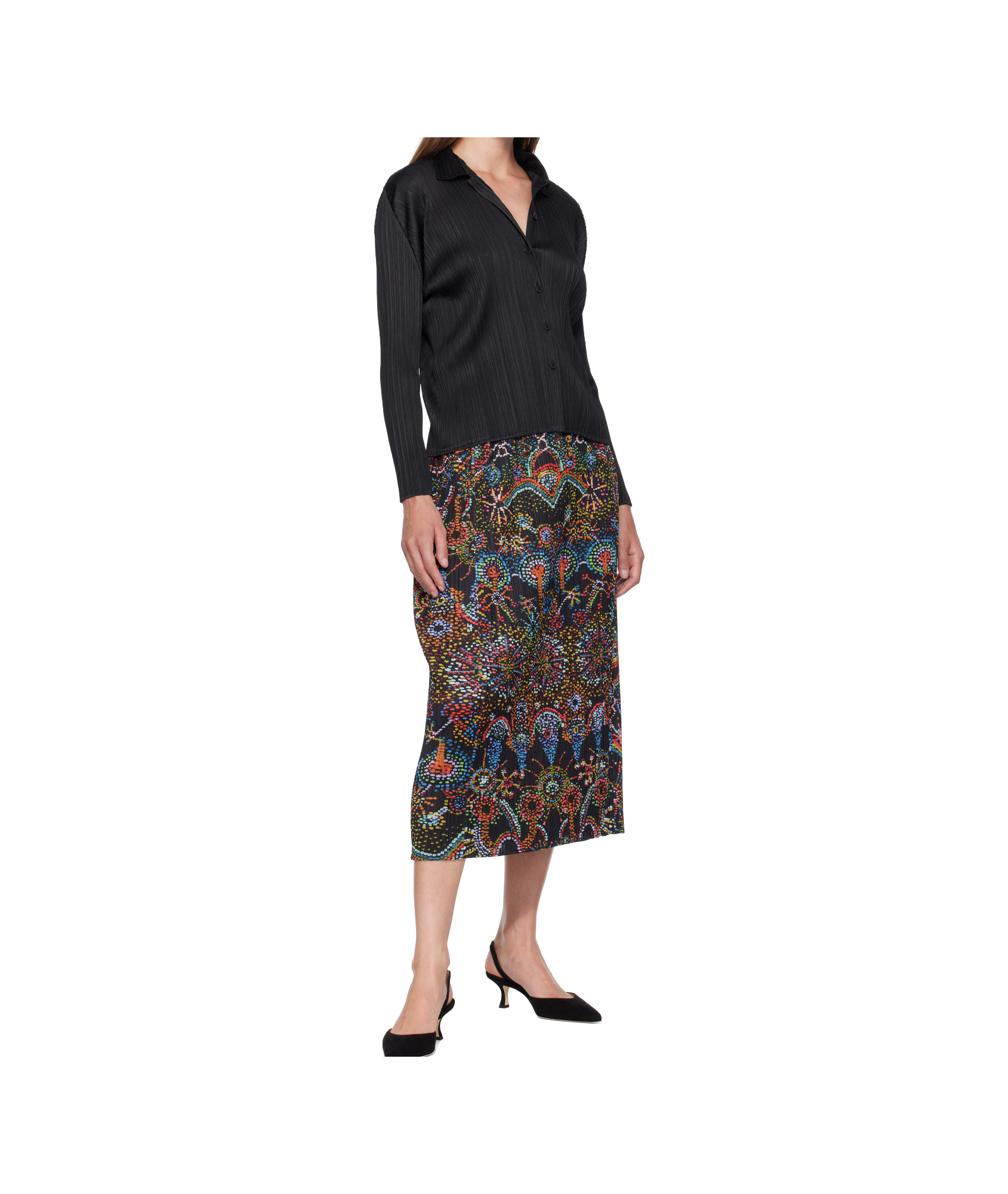 Issey Miyake Black Light Festival Midi Skirt In Black