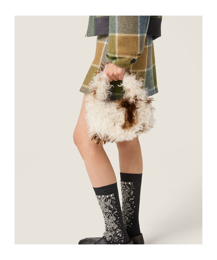 Miu Miu Wander Mohair Bag In Neutral