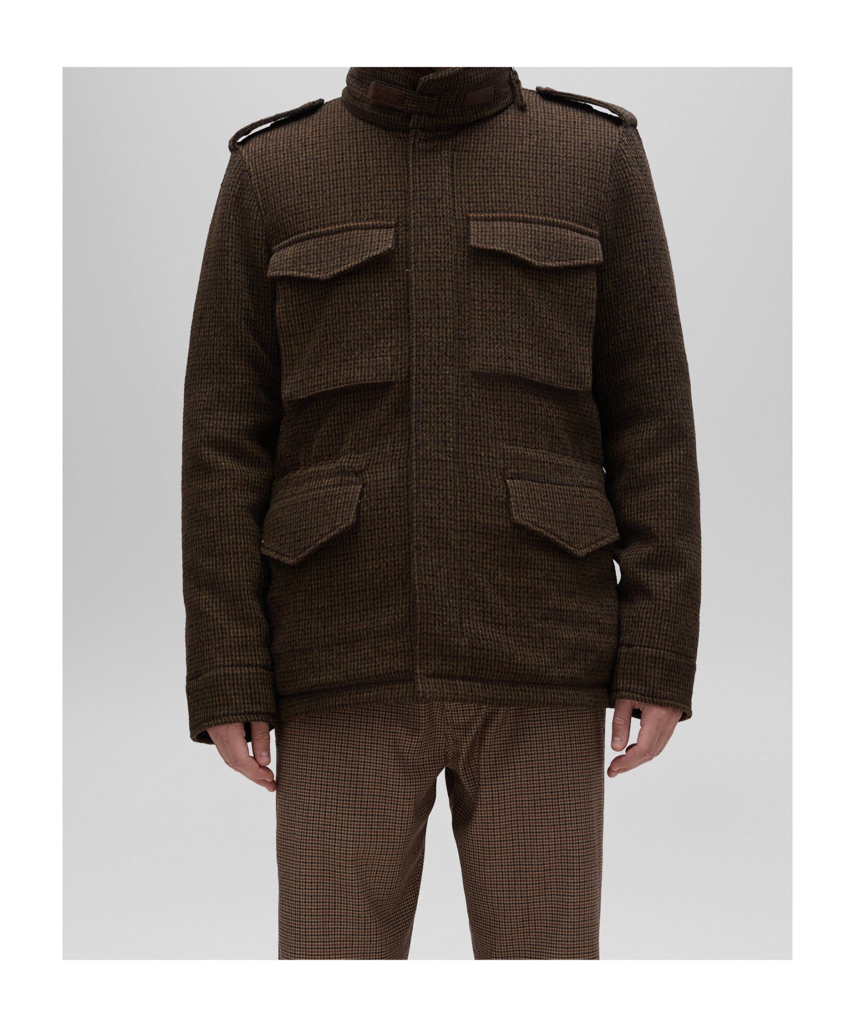 Aspesi Long-sleeved Checked Casual Jacket In Black