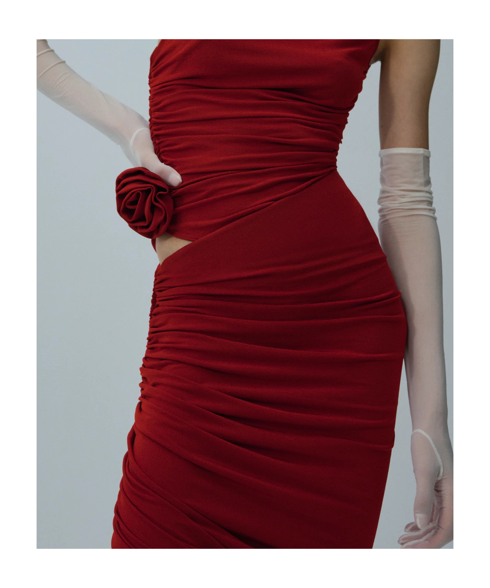 Magda Butrym Draped Viscose Blend Jersey Long Skirt In Red