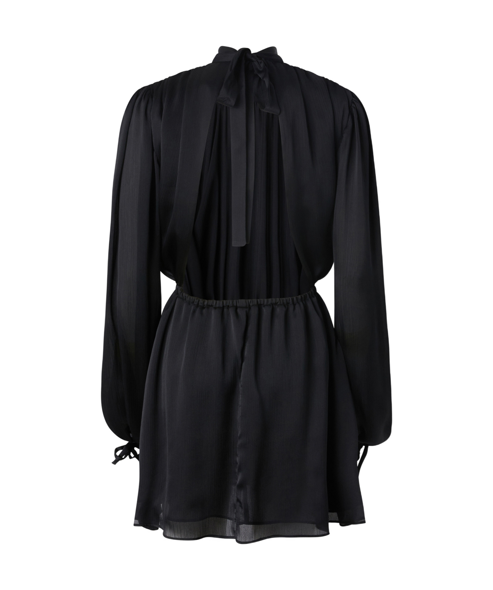 Pinko Crinkle Fabric Mini Dress With Open Back In Black