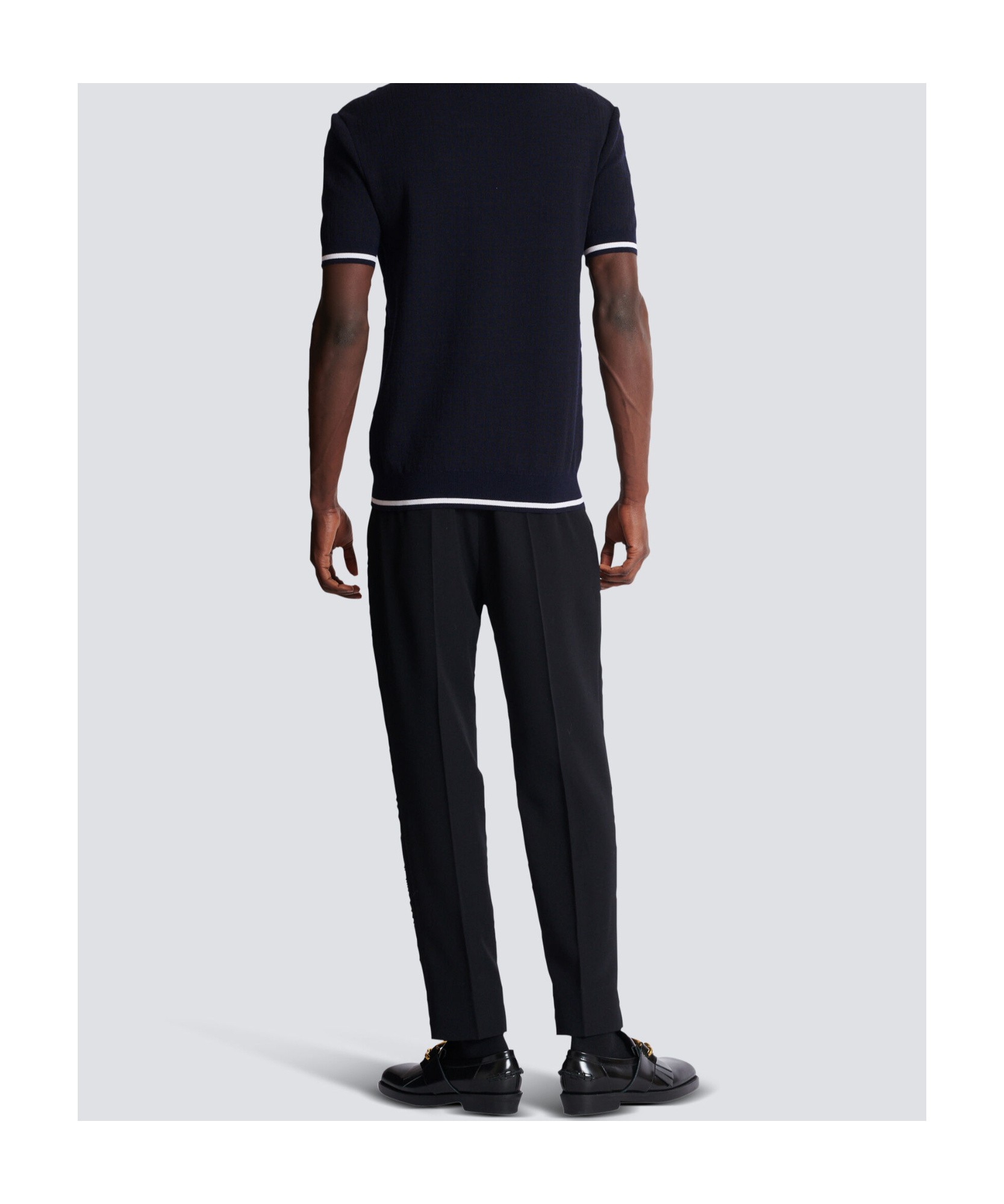 Balmain Monogrammed Merino Wool Polo Shirt In Multi