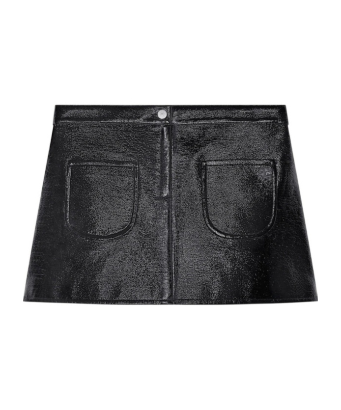 Courrèges Vintage Leather Mini Skirt In Black