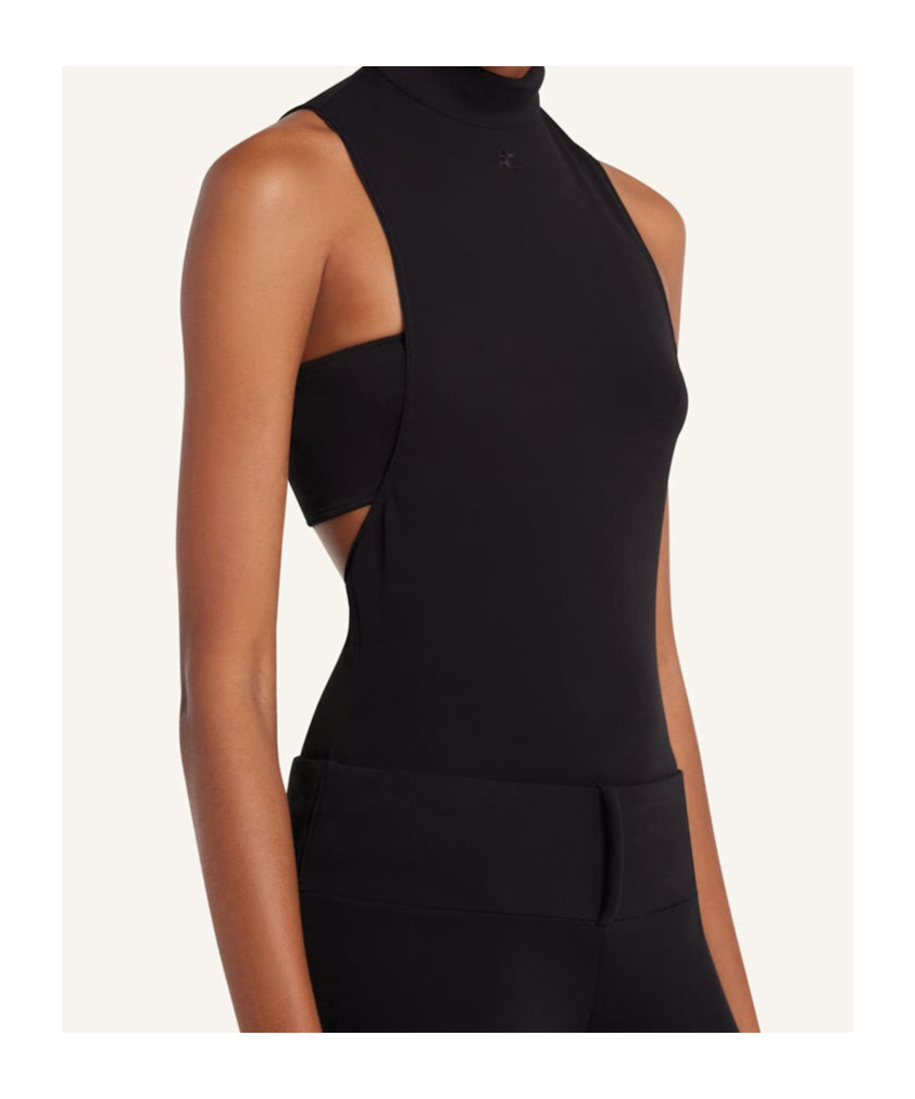 Courrèges Mockneck Jersey Bodysuit In Black