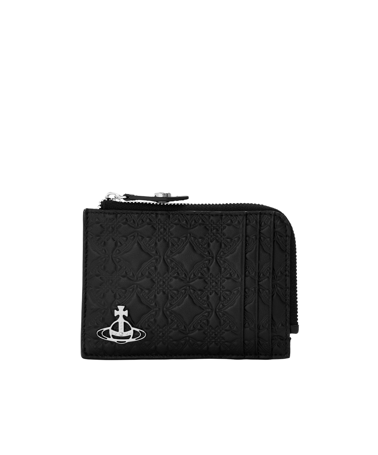 Vivienne Westwood Embossed Zipped Card Holder In Black