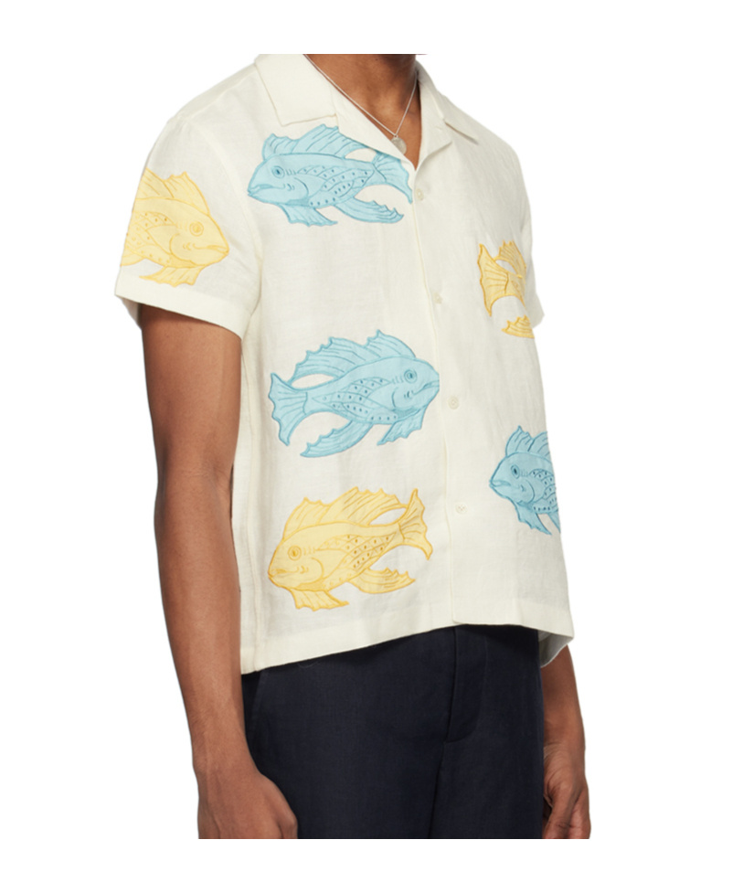 Bode Piscine Appliqué Shirt In White