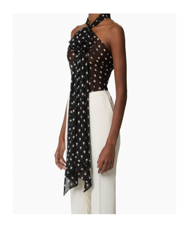 Nina Ricci Halterneck Polka-dot Top In Black