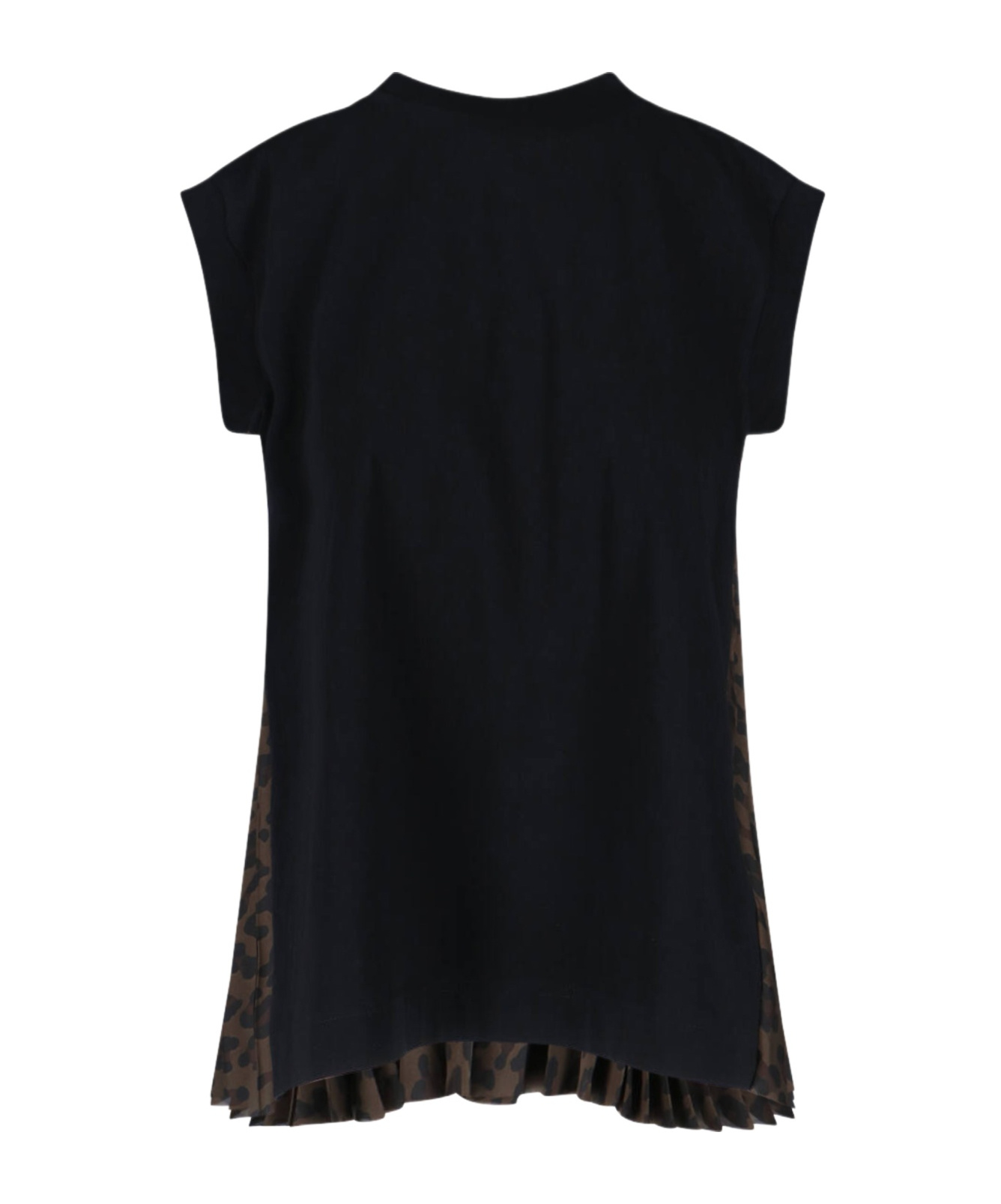 Sacai Leopard Print T-shirt In Black