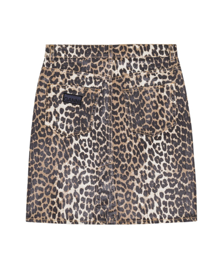 Ganni Leopard-print Strapless Organic-cotton Top In Black