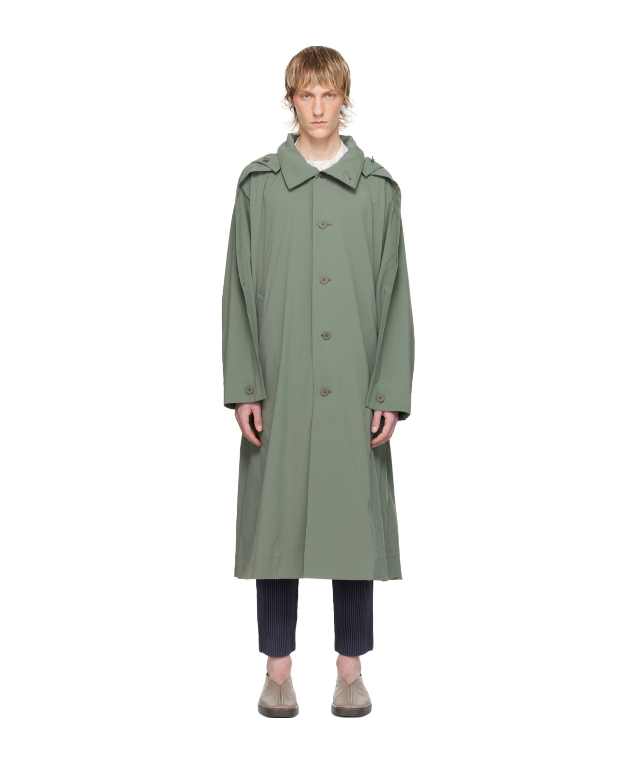 Shop Issey Miyake Single-breasted Windbreaker In Gray