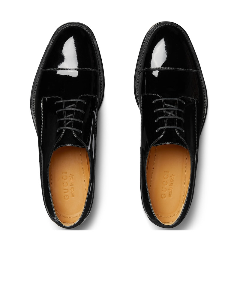 Gucci Patent Leather Lace-up Shoes Lace Up Shoes Black In Black