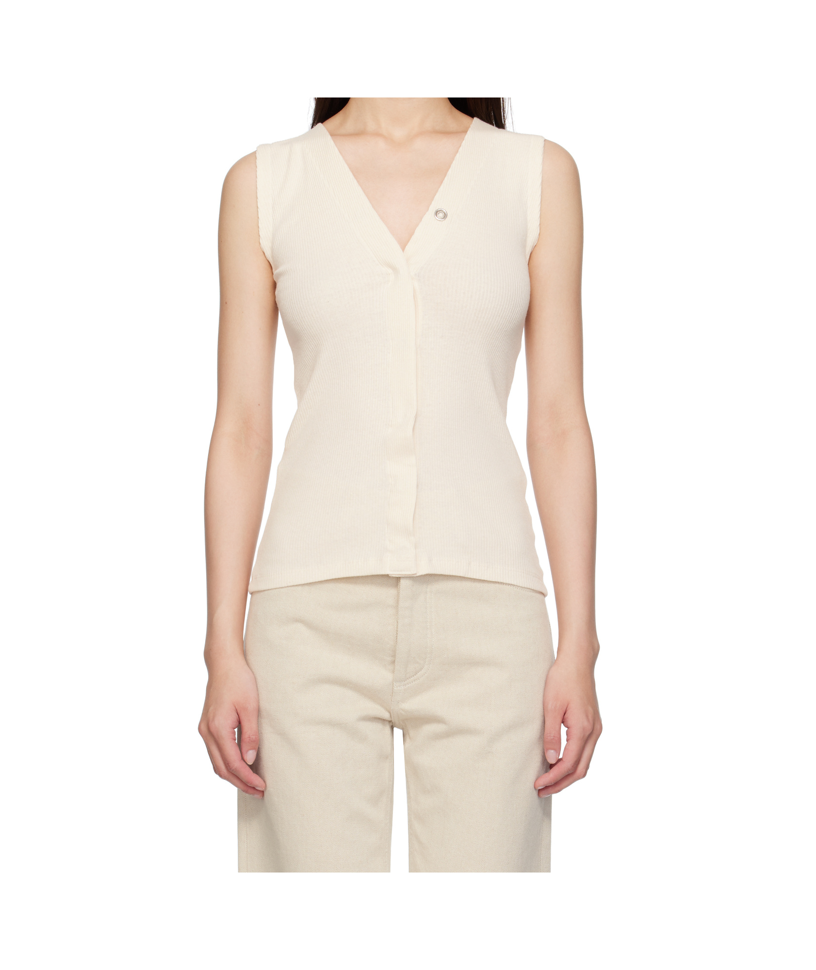Baserange Off-white Tav Snaps Tank Top In Neutral