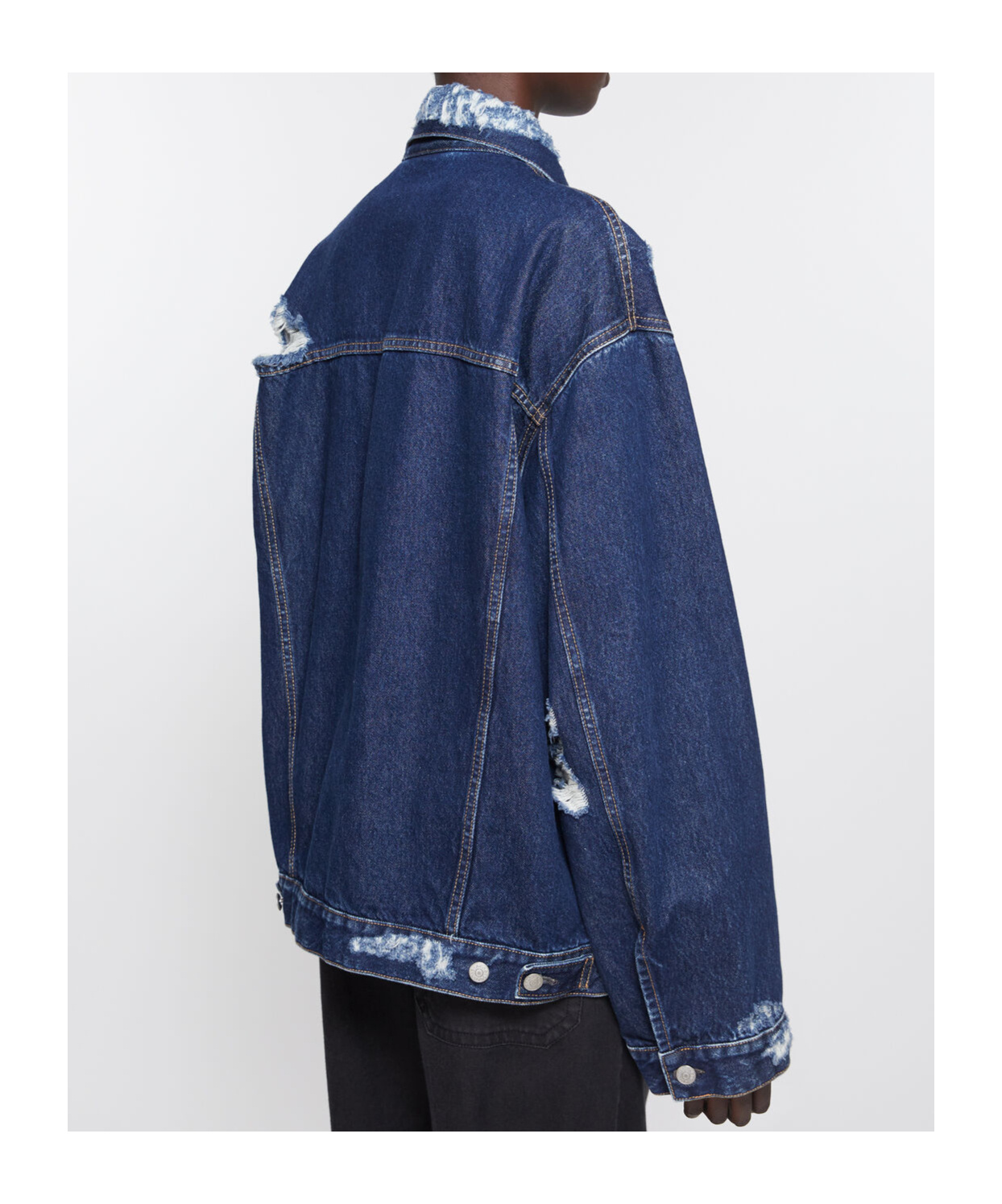 Acne Studios Distressed Oversize Denim Jacket Blue