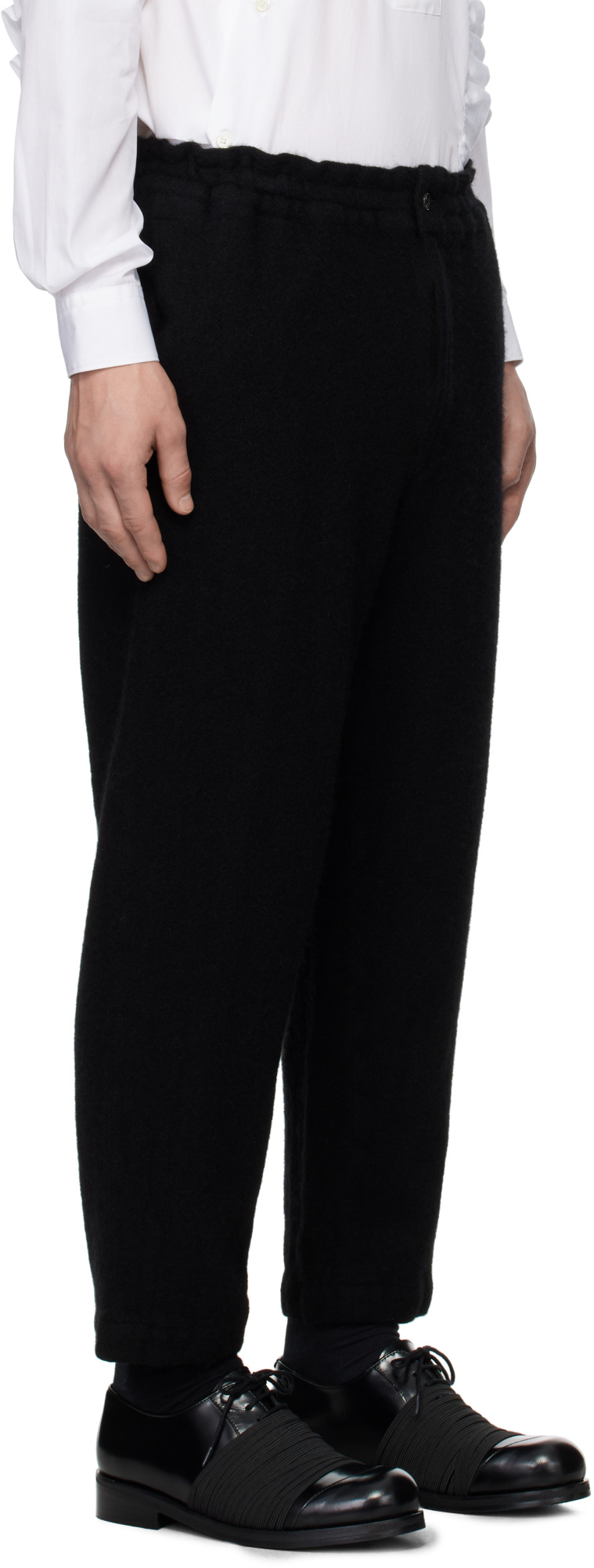 Comme Des Garçons Black Tapered Wool Trousers
