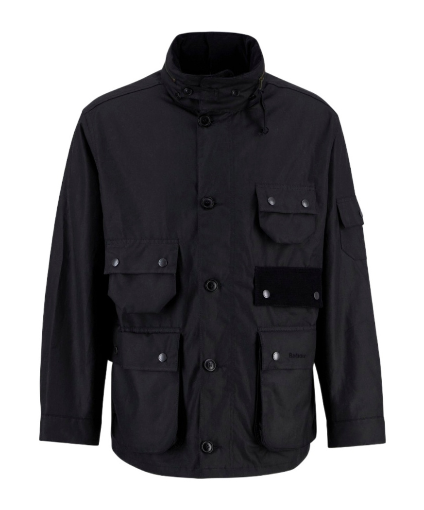 Barbour Editor Waxed Jacket In Black