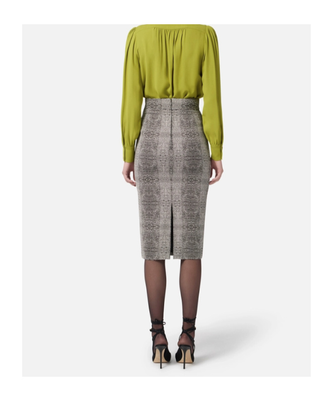 Elisabetta Franchi Skirt In Viscose Fabric With Python Print In Gray