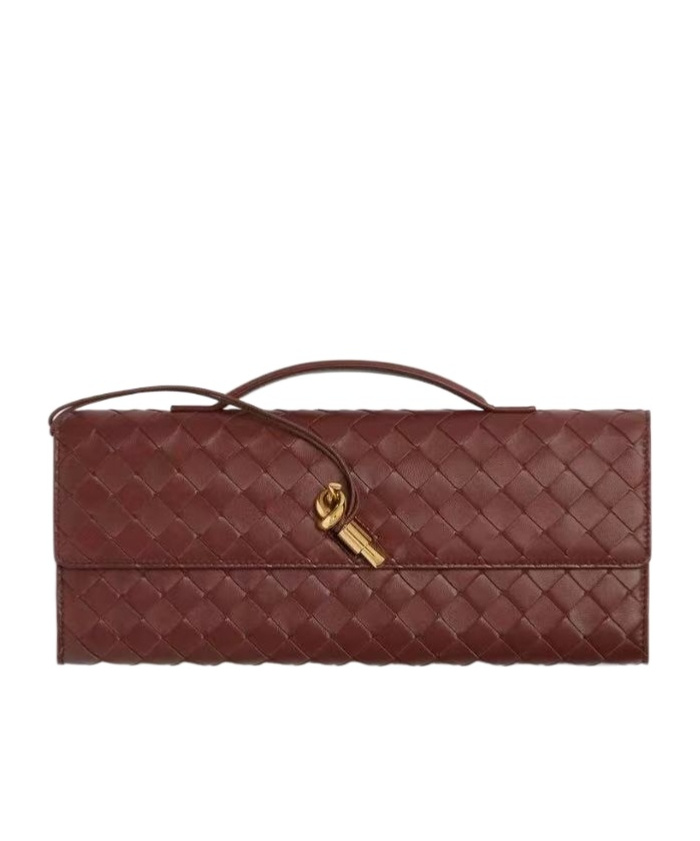 Bottega Veneta Long Andiamo Clutch Bag With Handle In Red