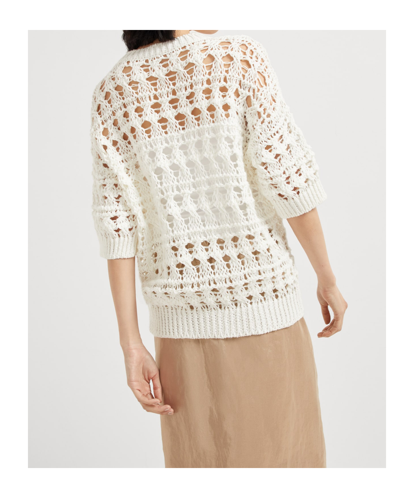 Brunello Cucinelli Open-knit Sweater In White